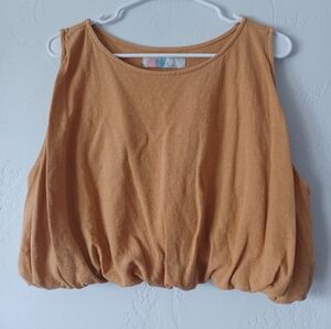 Free People Beach Sleeveless Bubble Hem Crop Top - Mustard